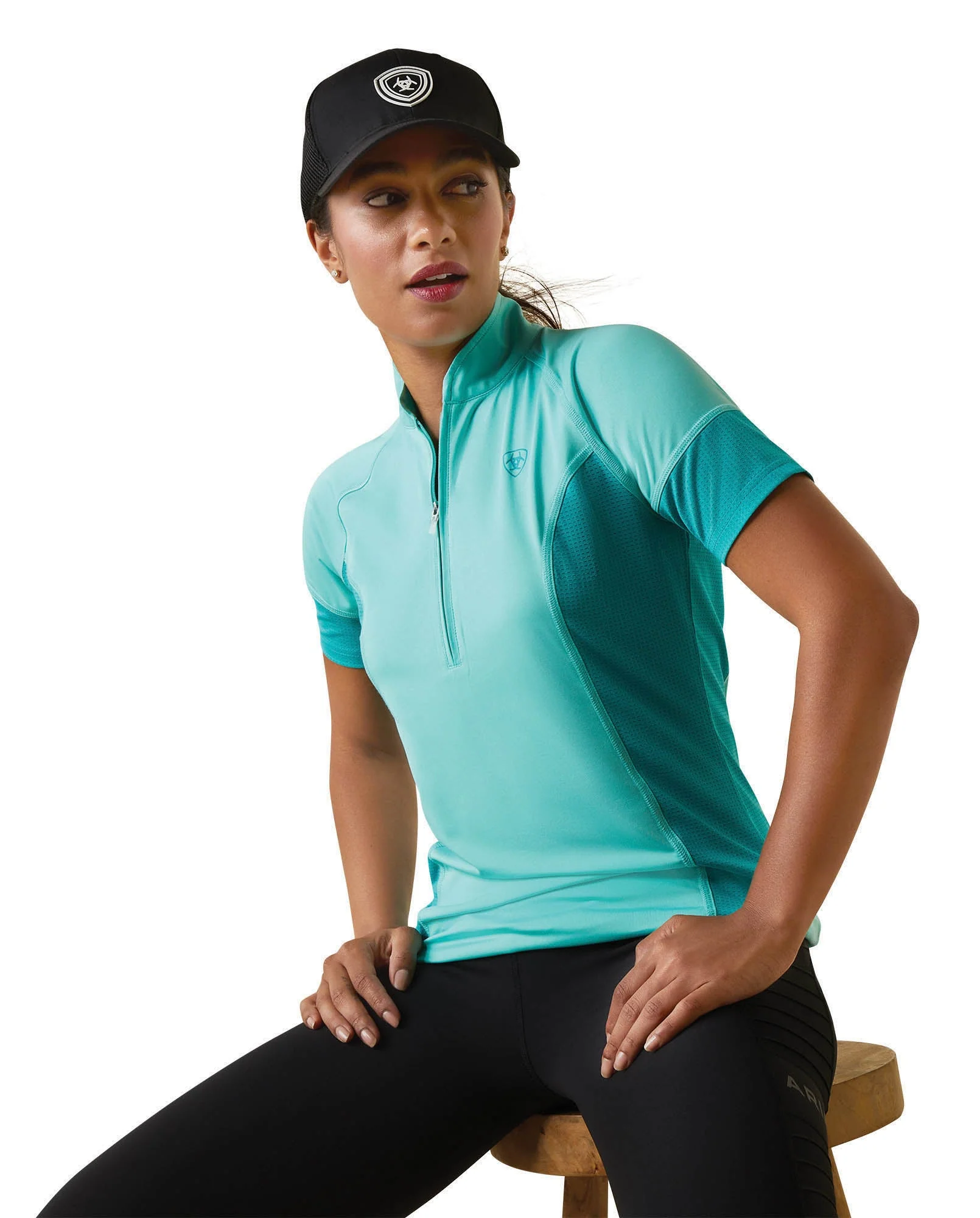 Ariat Women's Cambria Jersey 1/4 Zip Baselayer, Pool Blue - Healthber