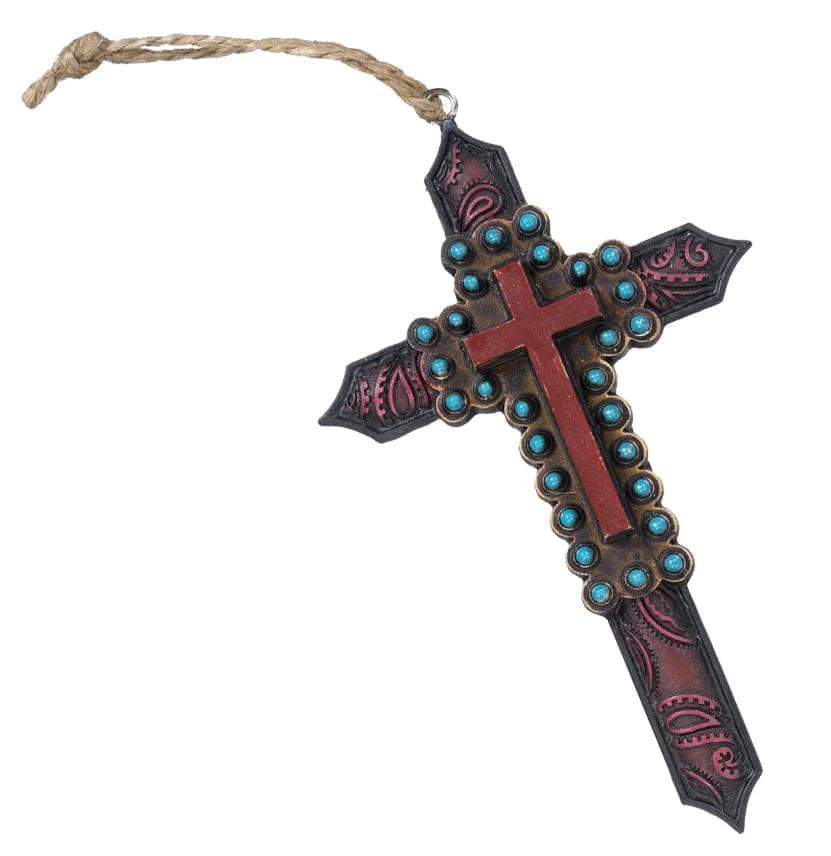 Red Paisley Cross Ornament - Healthber