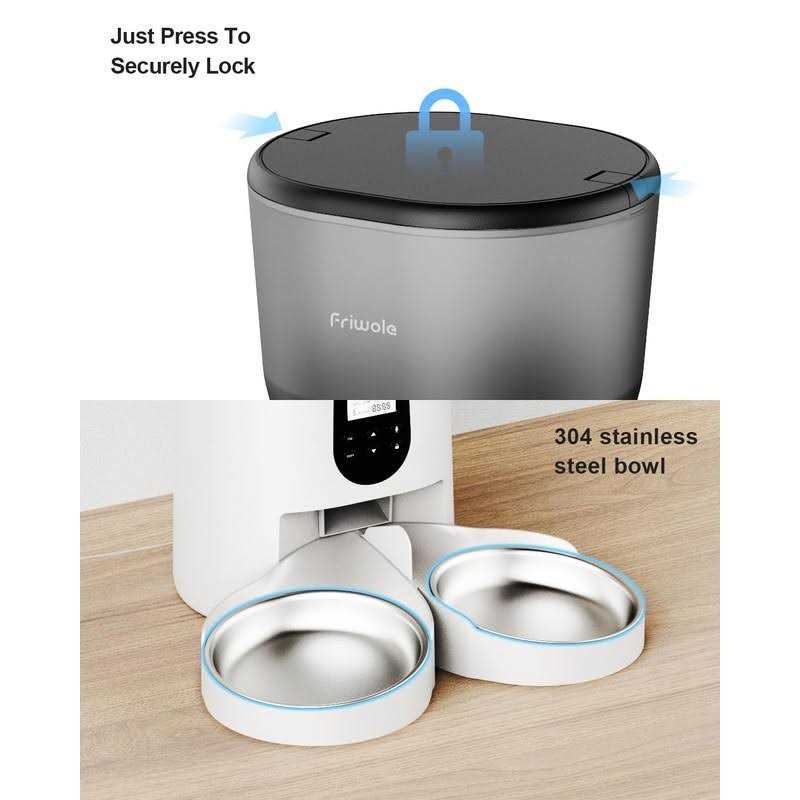 FRIWOLE Automatic Cat Feeders for Two Cats FRIWOLE 6L Automatic Cat Food Dispenser with Double Bowls - Healthber