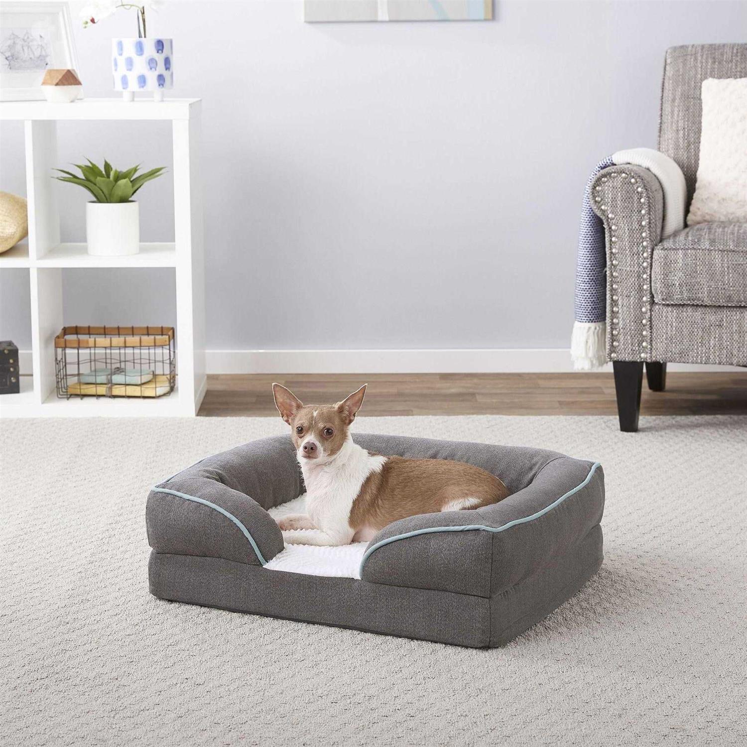 Frisco Plush Orthopedic Front Bolster Cat Dog Bed w/Removable COVER - Healthber