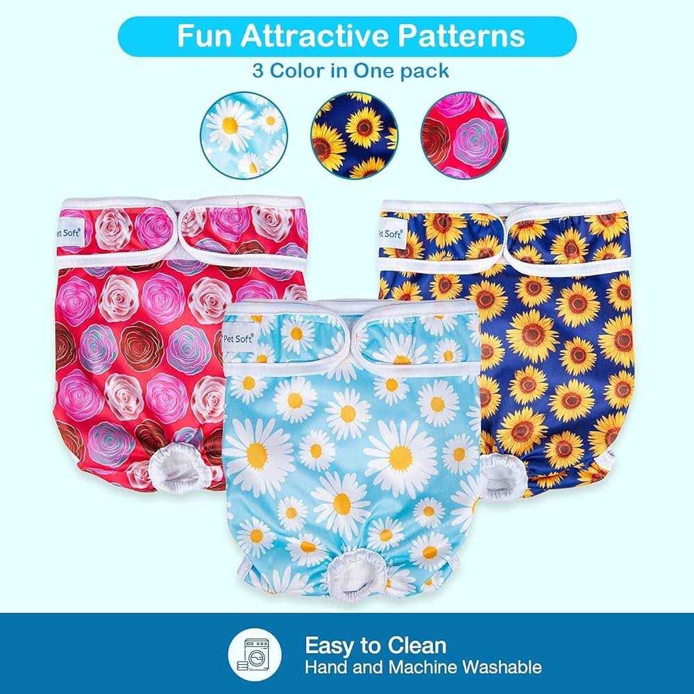 Pet Soft Washable Female Diapers Female Dog Diapers Comfort Reusable Doggy Diapers for Girl Dog in Period Heat - Healthber