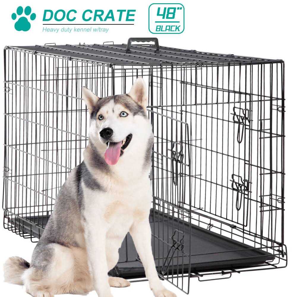 Dkelincs 48 inch Dog Cage Large XXL Dog Crates for Large Dogs Pet Animal Segregation Cage with Double-Door for Dog Training Indoor - Healthber