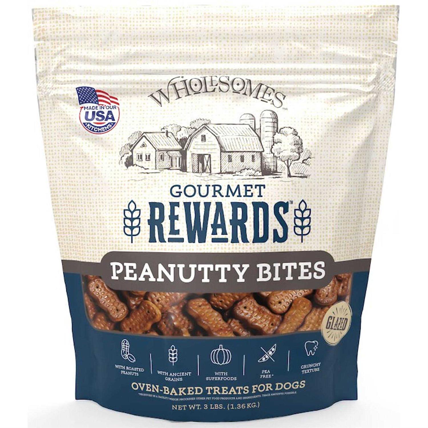 Wholesomes Gourmet Rewards Peanutty Bites Dog Treats - Healthber