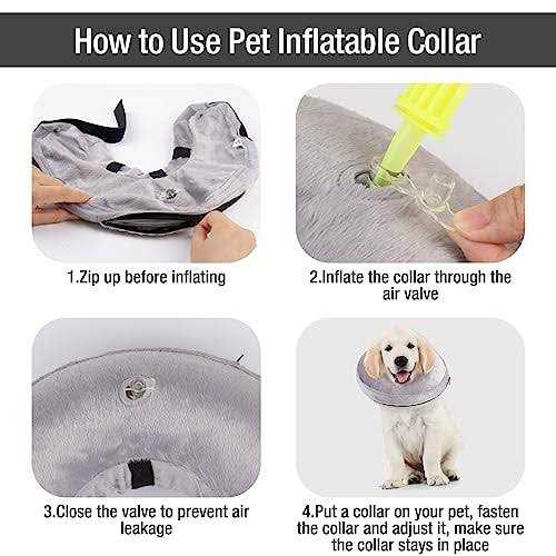 MICOOYO Inflatable Collar for Cats dogs Protective Dog Donut Cone Collar After Surgery - Healthber
