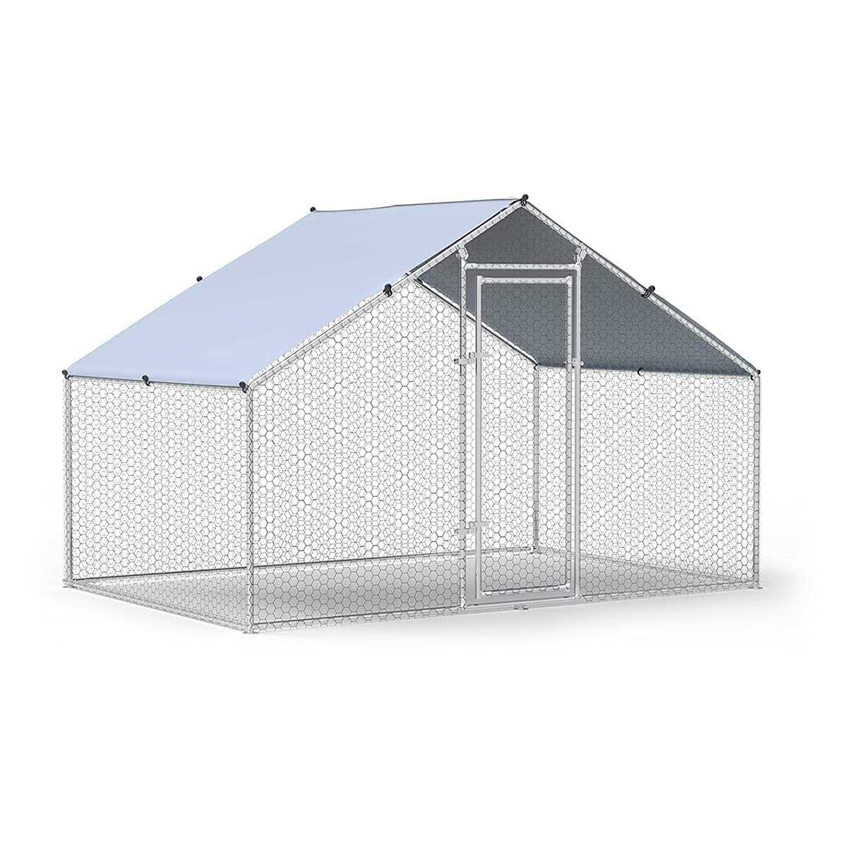 iclbc Large Metal Chicken Coop Walk-in Poultry Cage Chicken Run Duck House Chicken Pen Spire Shaped Coop with Waterproof and Anti-ultraviolet Cover - Healthber