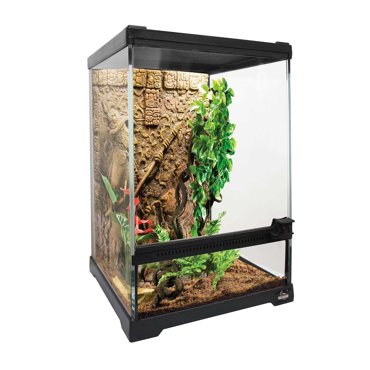 Waazoorep Mini Reptile Glass Terrarium Tank 8x8x12“ Full View with Front Opening Door and Enclosure Habitat Cage for Leopard Gecko Tarantula Young - Healthber