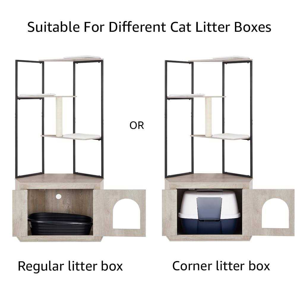 UniPaws Corner Box Enclosure with Cat Tree Tower Cat Litter - Healthber