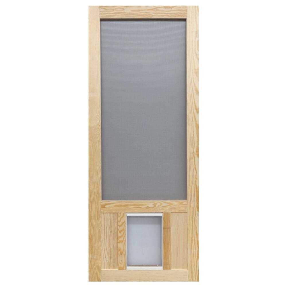 36 in. x 80 in. Chesapeake Series Reversible Wood Screen Door with Extra-Large Pet Flap - Healthber