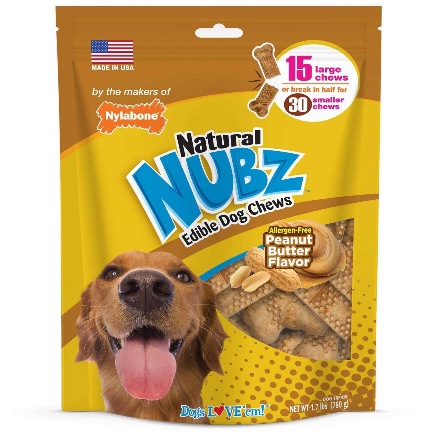 Nylabone Natural Nubz Peanut Butter Flavor Large Dog Chews - Healthber