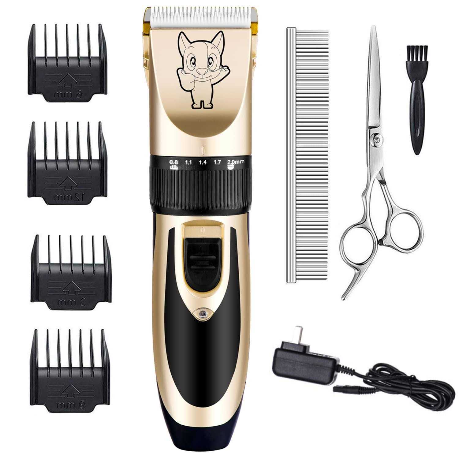 Highdas Dog Grooming Kit Clippers Low Noise Electric Quiet Rechargeable Cordless - Healthber