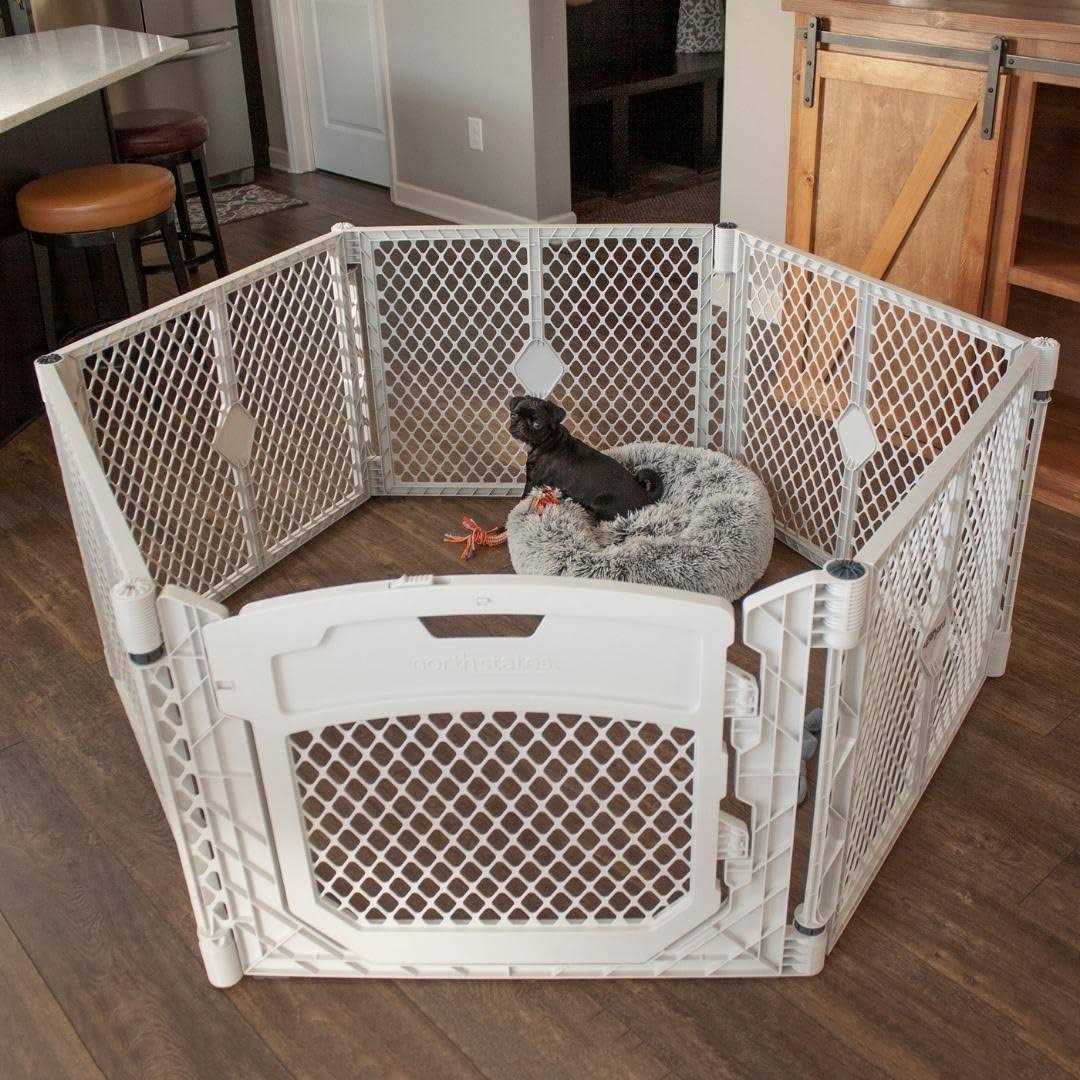 North States MyPet Petyard Plus 18.5 Sq. Ft. Dog playpen Indoor. Made in USA. 6-Panel pet playpen - Healthber