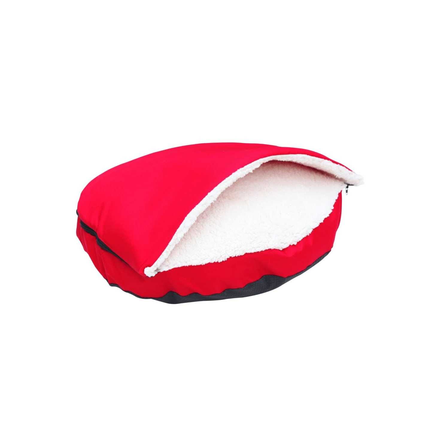 Long Rich Durable Oxford to Sherpa Pet Cave and Round Pet Bed, 25, with Removable Top and Insert - Healthber