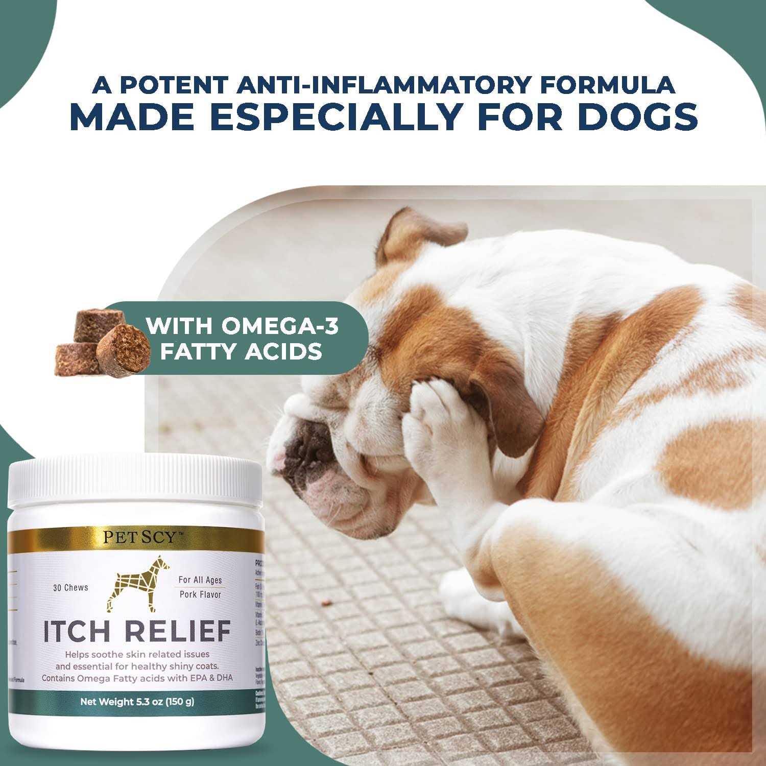 PetScy Dog Itch Relief with Fatty Acids EPA DHA & Omega for Dogs - Healthber