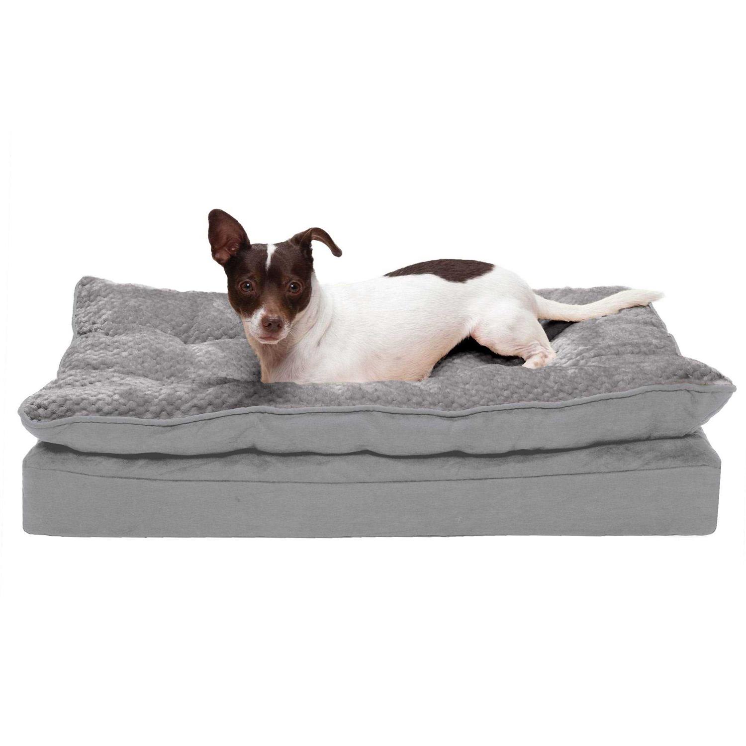 FurHaven Mink Fur & Suede Pillow-Top Orthopedic Dog Bed - Healthber