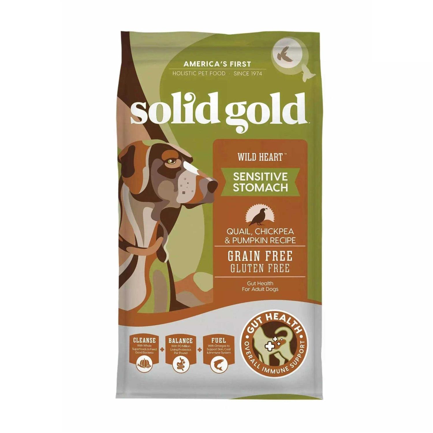 Solid Gold Grain-Free Quail Chickpeas & Pumpkin Wild Heart Dry Dog Food - Healthber