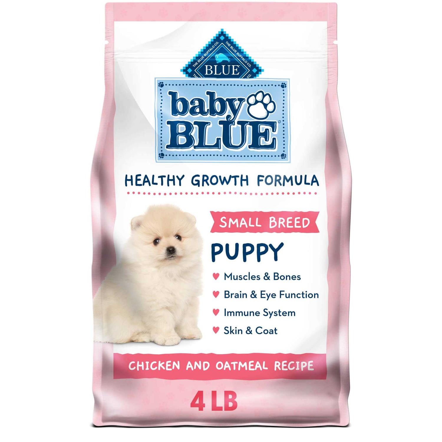 Blue Buffalo Baby Blue Healthy Growth Formula Natural Small Breed Puppy Dry Dog Food, Chicken and Oatmeal Rice Recipe 4-lb - Healthber