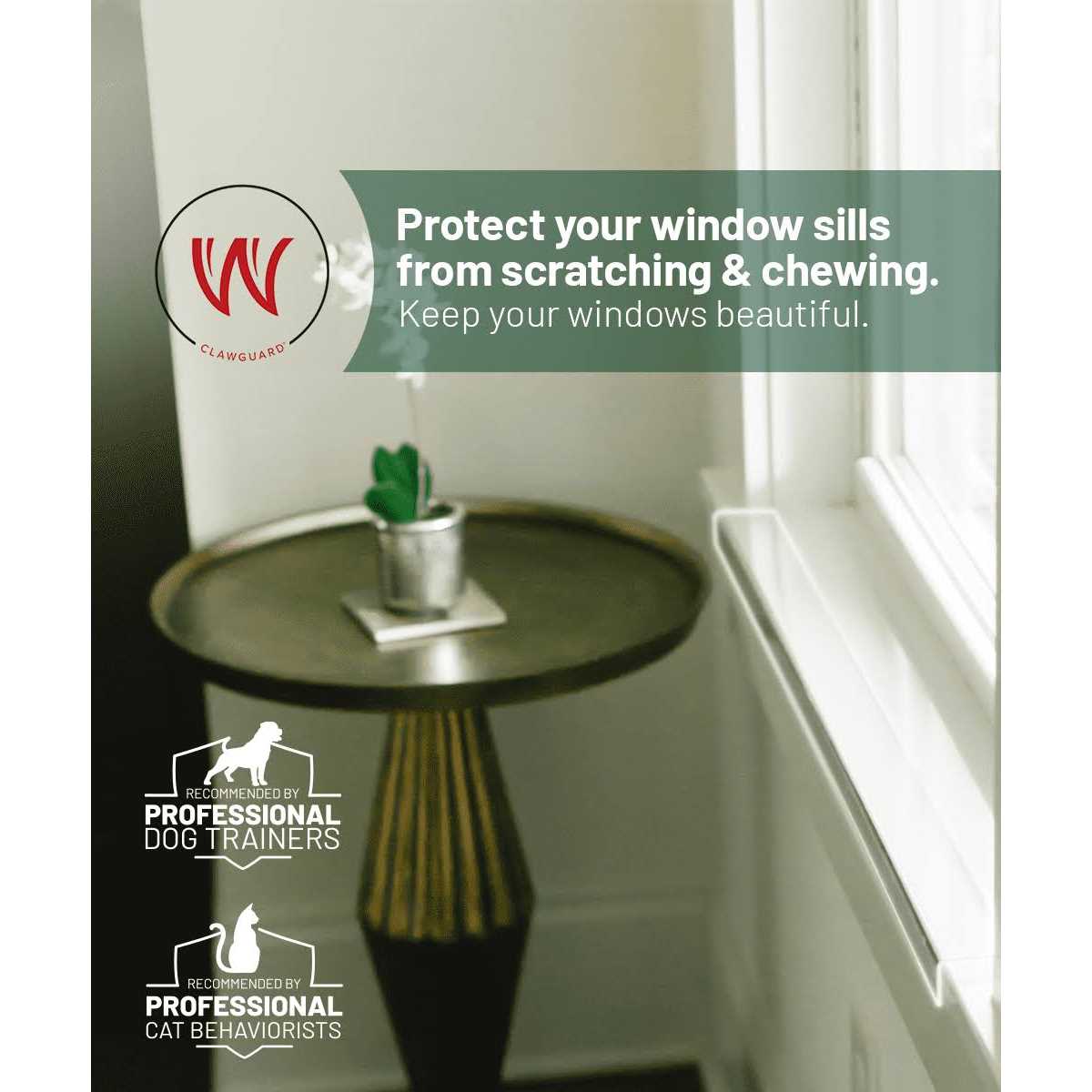 CLAWGUARD Window Sill Protector Strong Transparent Protection from Dog and Cat Scratching Chewing Slobbering and Clawing - Healthber