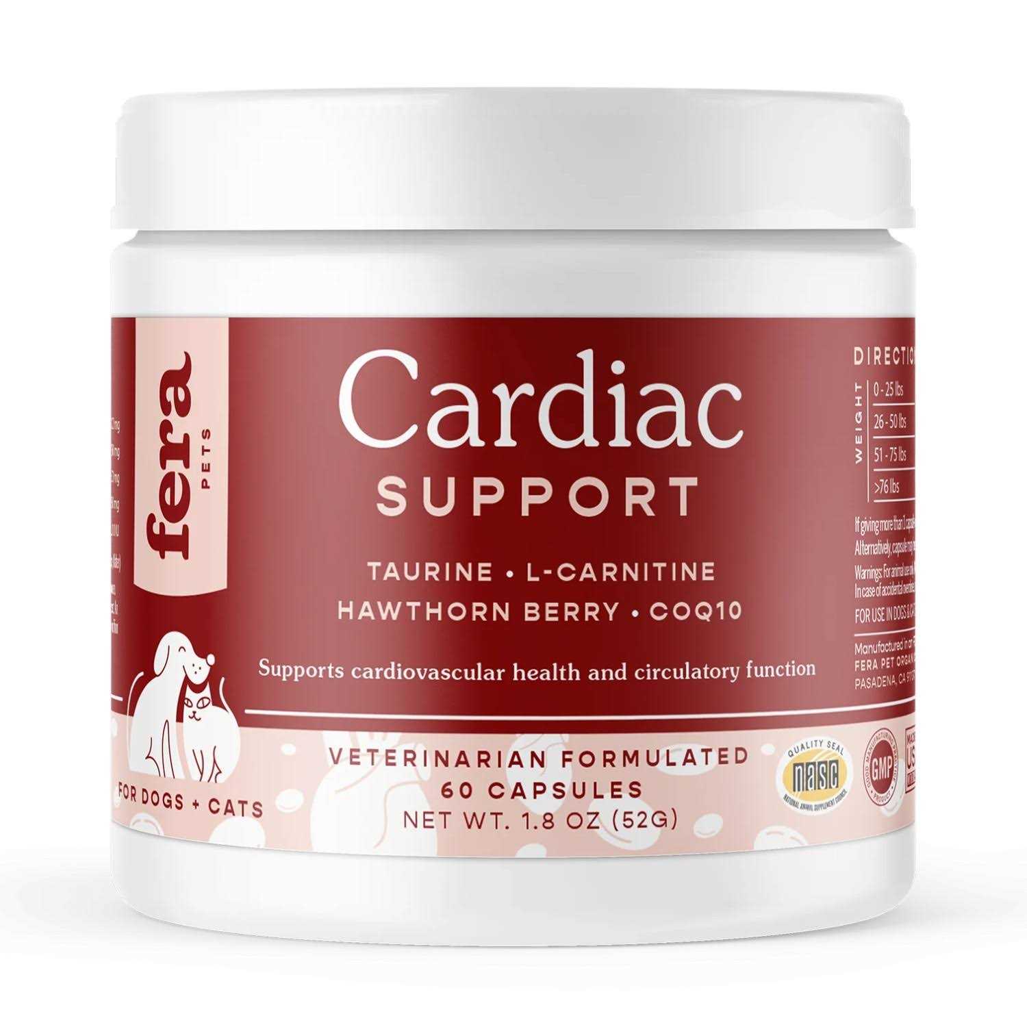 Fera Pet Organics Cardiac Support for Cat and Dog Capsule or Food Topper - Healthber