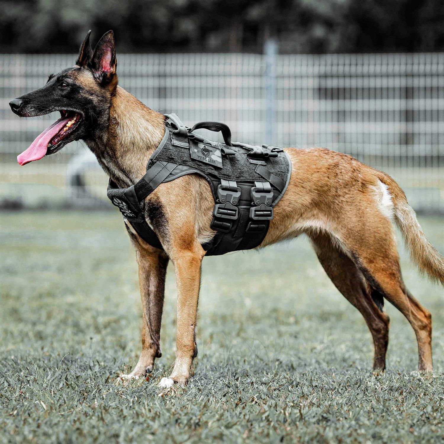 PETAC GEAR Tactical Dog Harness K9 Dog Training Vest Adjustable Padded Police Service Dog Working MOLLE Vests for Large Medium Dogs Mals GSD Lab - Healthber