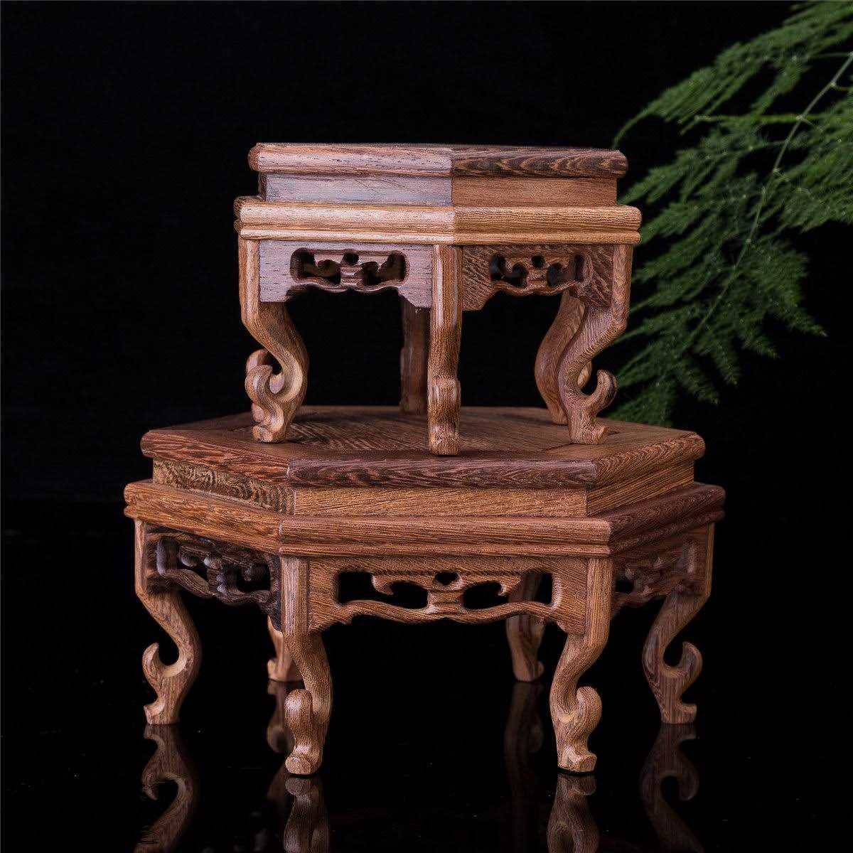 Beautiful Hand Craft Hexagon Rosewood Oriental Fishbowl Vase Stand - Healthber