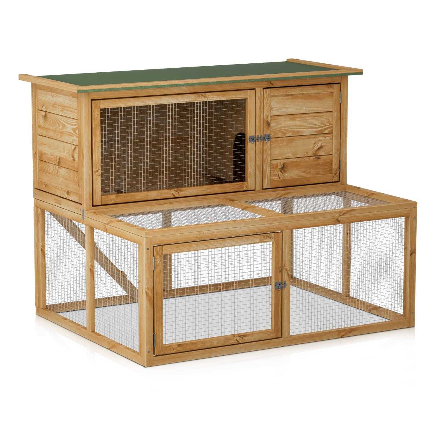 Monibloom Outdoor Chicken Coop with 3 Access Areas Outdoor Hen House with Slide-Out Tray - Healthber