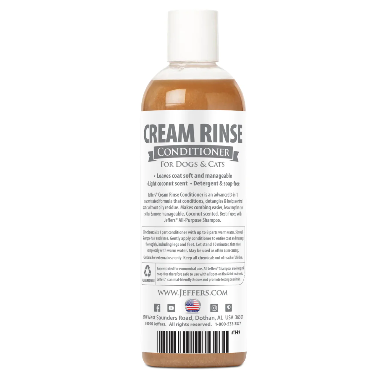 Cream Rinse Pet Conditioner with Coconut Oil - Healthber