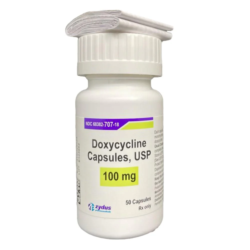 Rx Doxycycline Monohydrate (Generic) Capsules, 100mg X 50 Capsules - Healthber