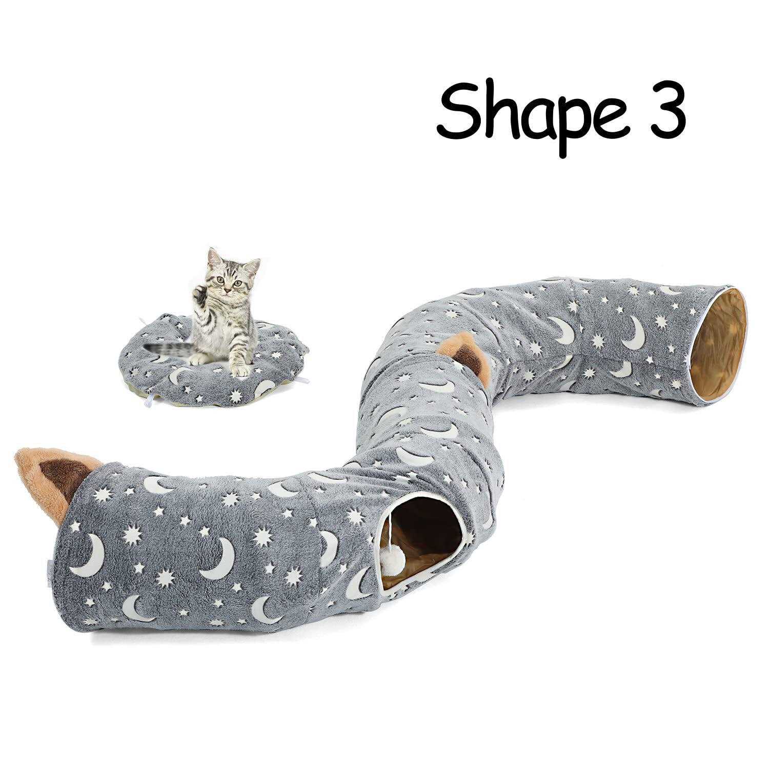 LUCKITTY Cat Tunnel Tube with Plush Ball Toys Collapsible Self-Luminous - Healthber
