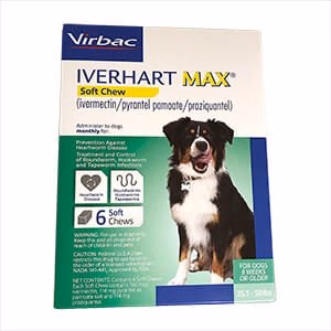 Rx Iverhart Max (ivermectin/pyrantel pamoate/praziquantel) Soft Chews, 6 Soft Chews - Healthber