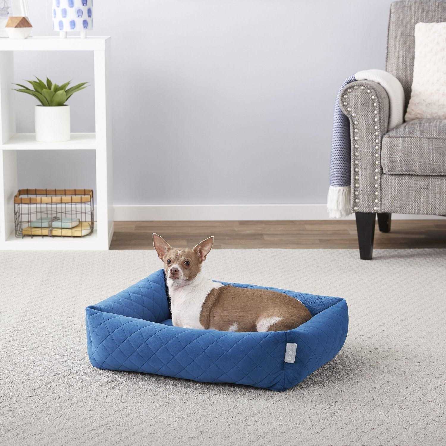 Frisco Velvet Rectangular Bolster Cat Dog Bed - Healthber