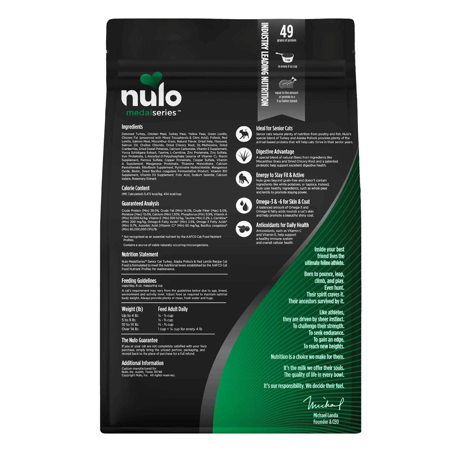 Nulo MedalSeries Adult Dry Cat Food Grain Free, Turkey and Polluck - Healthber