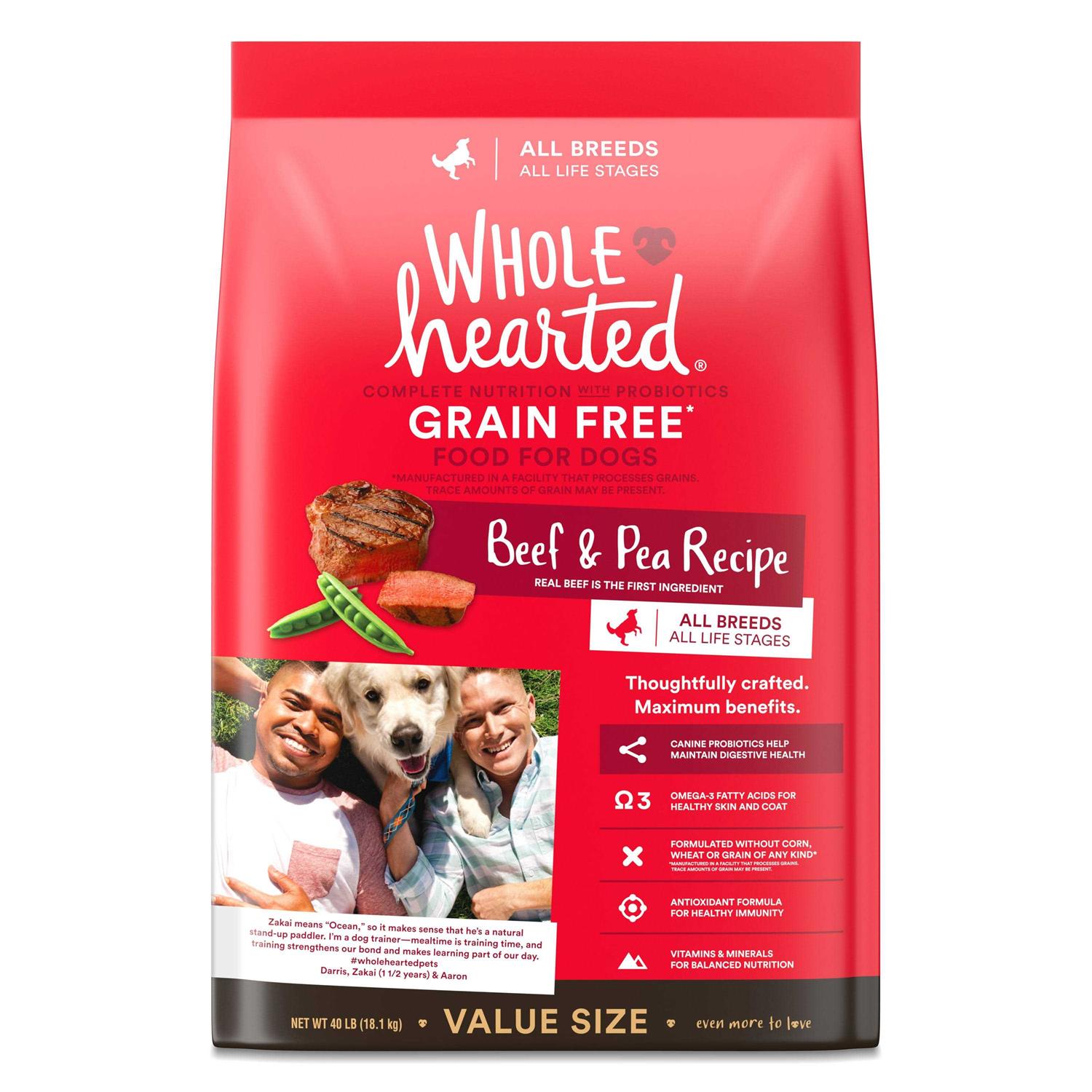 WholeHearted Grain Free All Life Stages Beef & Pea Formula Dry Dog Food - Healthber