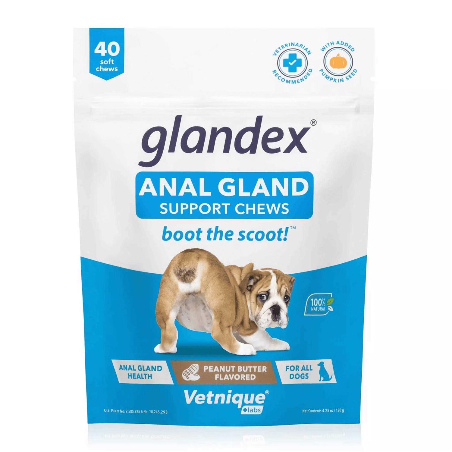 Glandex for Anal Gland Support Fiber Supplement for Dogs 40ct Peanut Butter Chews - Healthber