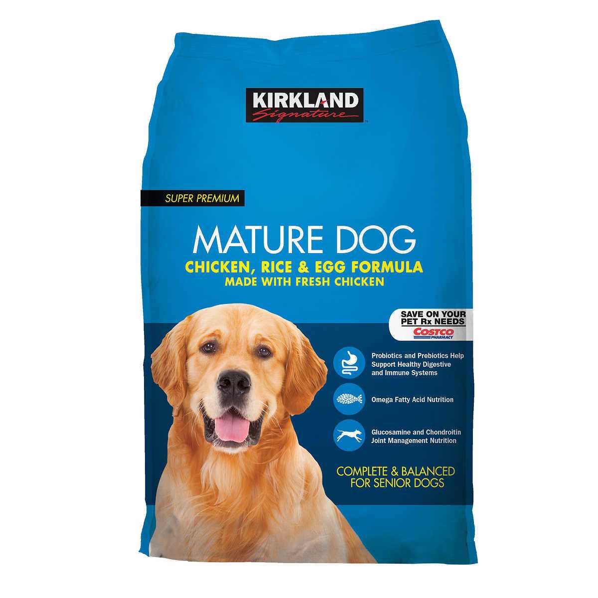 Kirkland Signature Mature Formula Chicken, Rice and Egg Dog Food 40 lb - Healthber