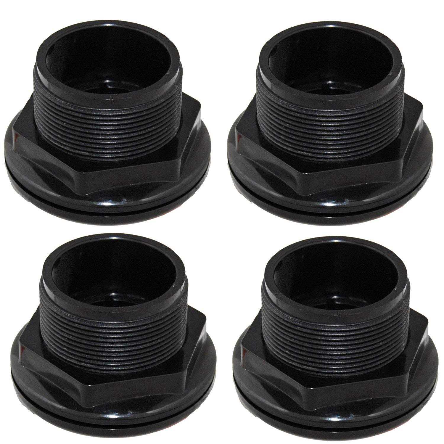 Odyssea 1-1/2 Bulkhead Fitting 1.50 inch Slip x Slip Gasket ABS Aquarium Pond Filters - Healthber