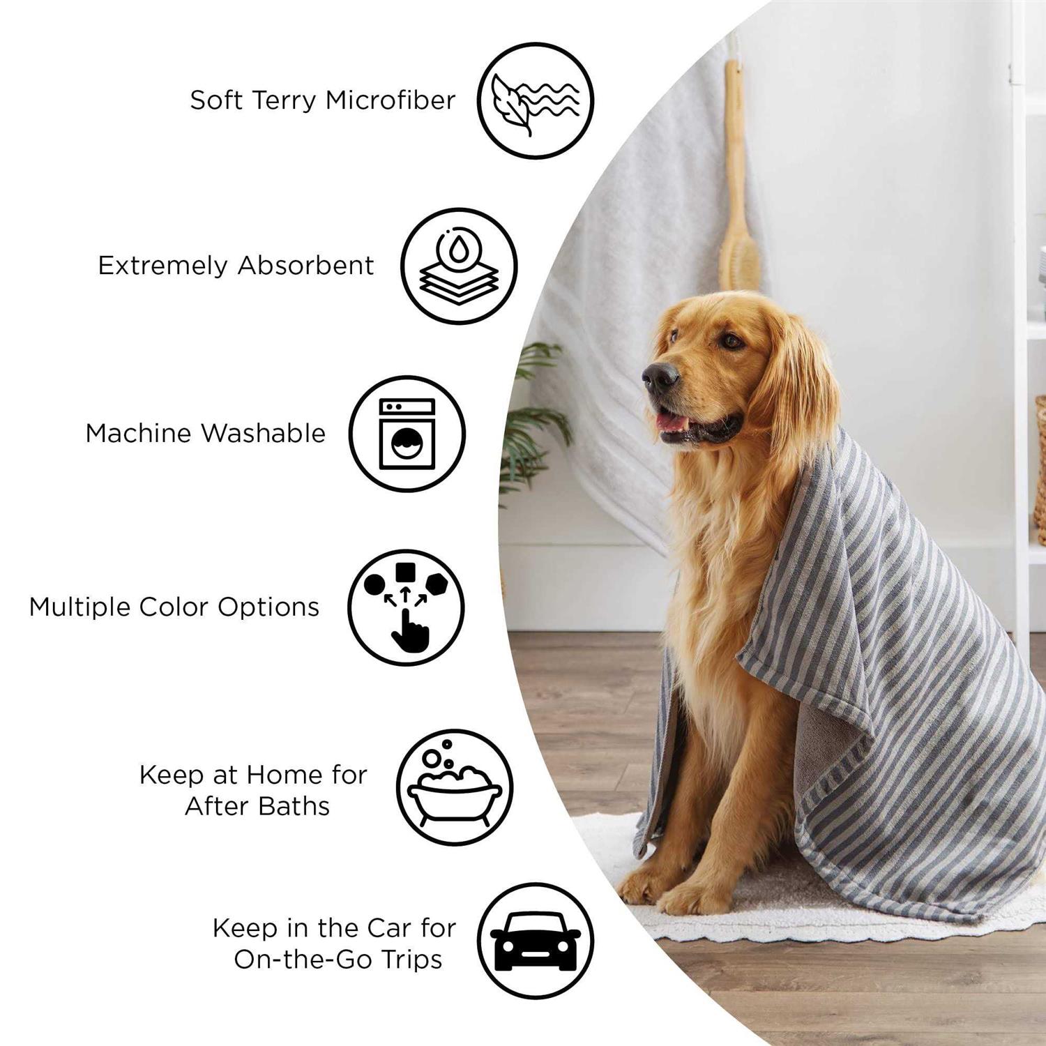 Bone Dry Microfiber Pet Towel Embroidered Paw - Healthber