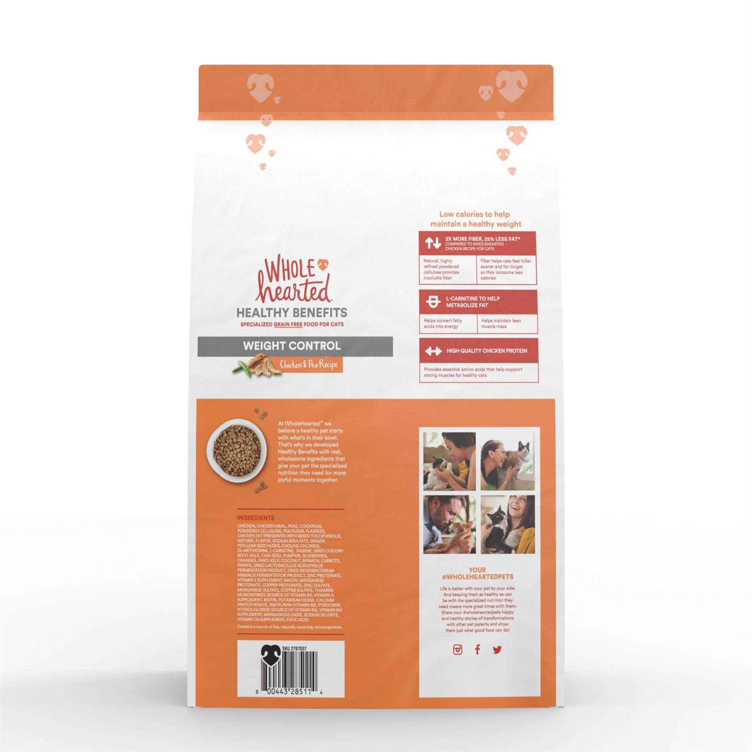 WholeHearted Grain-Free Weight Control Chicken and Pea Recipe Dry Cat Food - Healthber