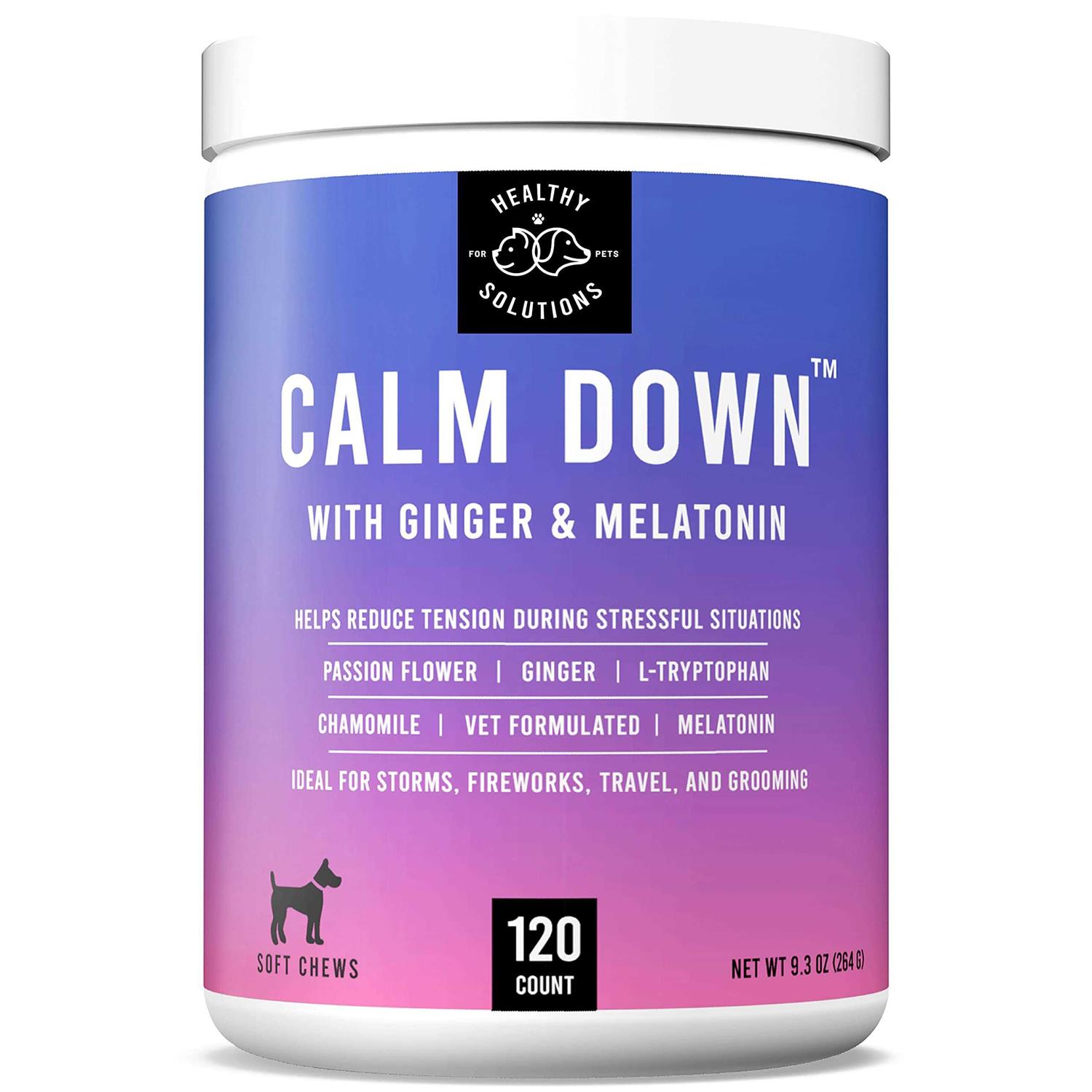 Healthy Solutions for Pets Dog Calming Aid Soft Chew Supplement with Ginger and Melatonin - Healthber