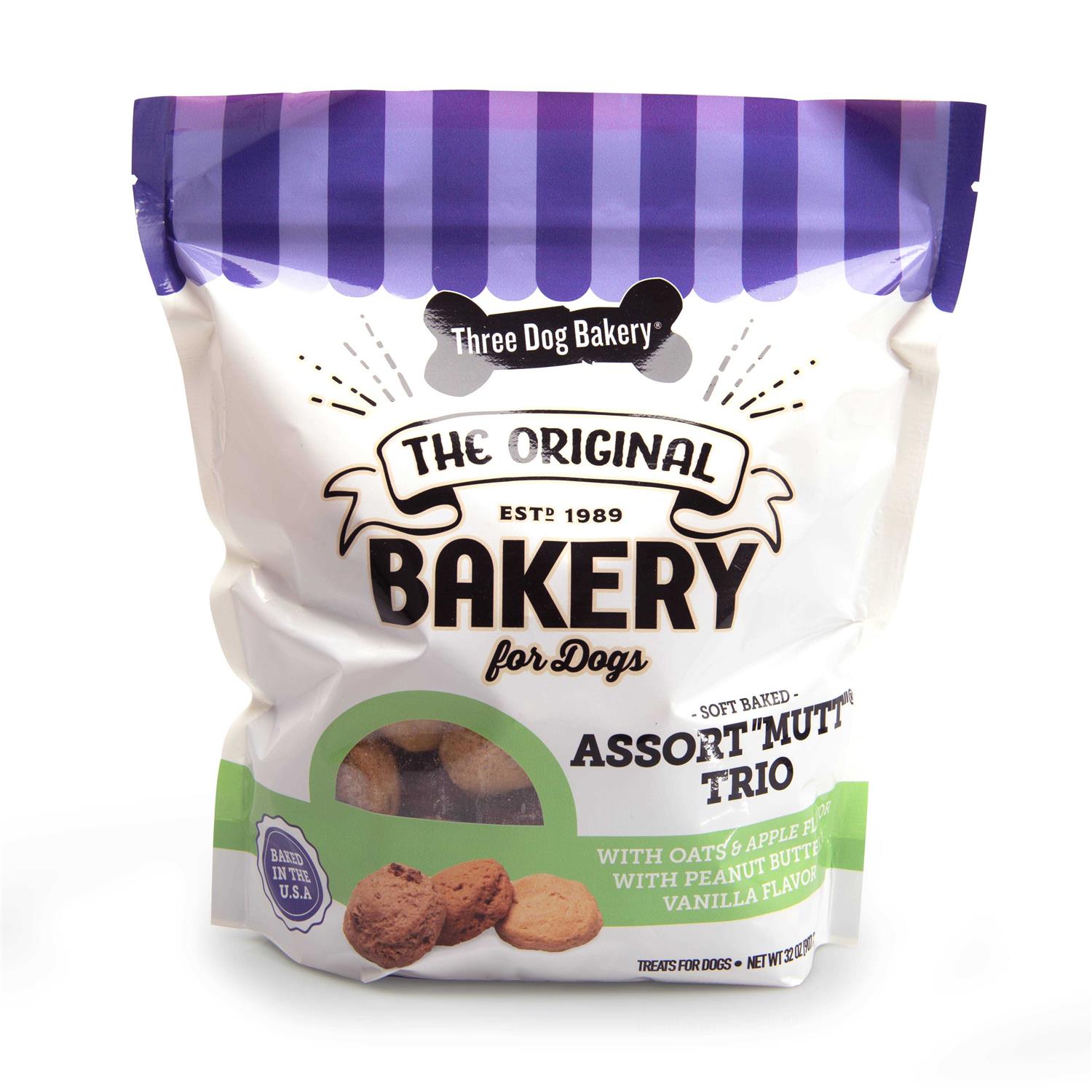 Three Dog Bakery Soft Assort Mutt Trio Baked Dog Treats - Healthber