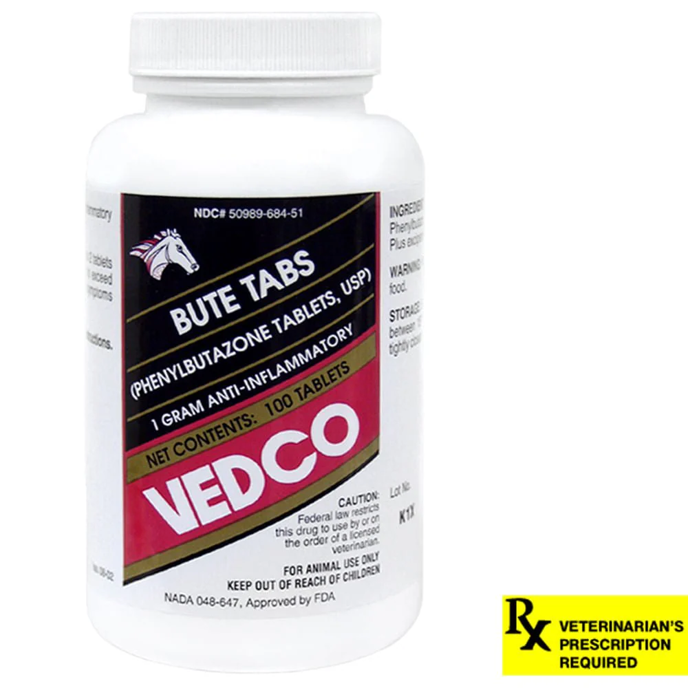 Rx Bute Tabs (phenylbutazone tablet, USP) for Horses, 1 gm x 100 tablets - Healthber