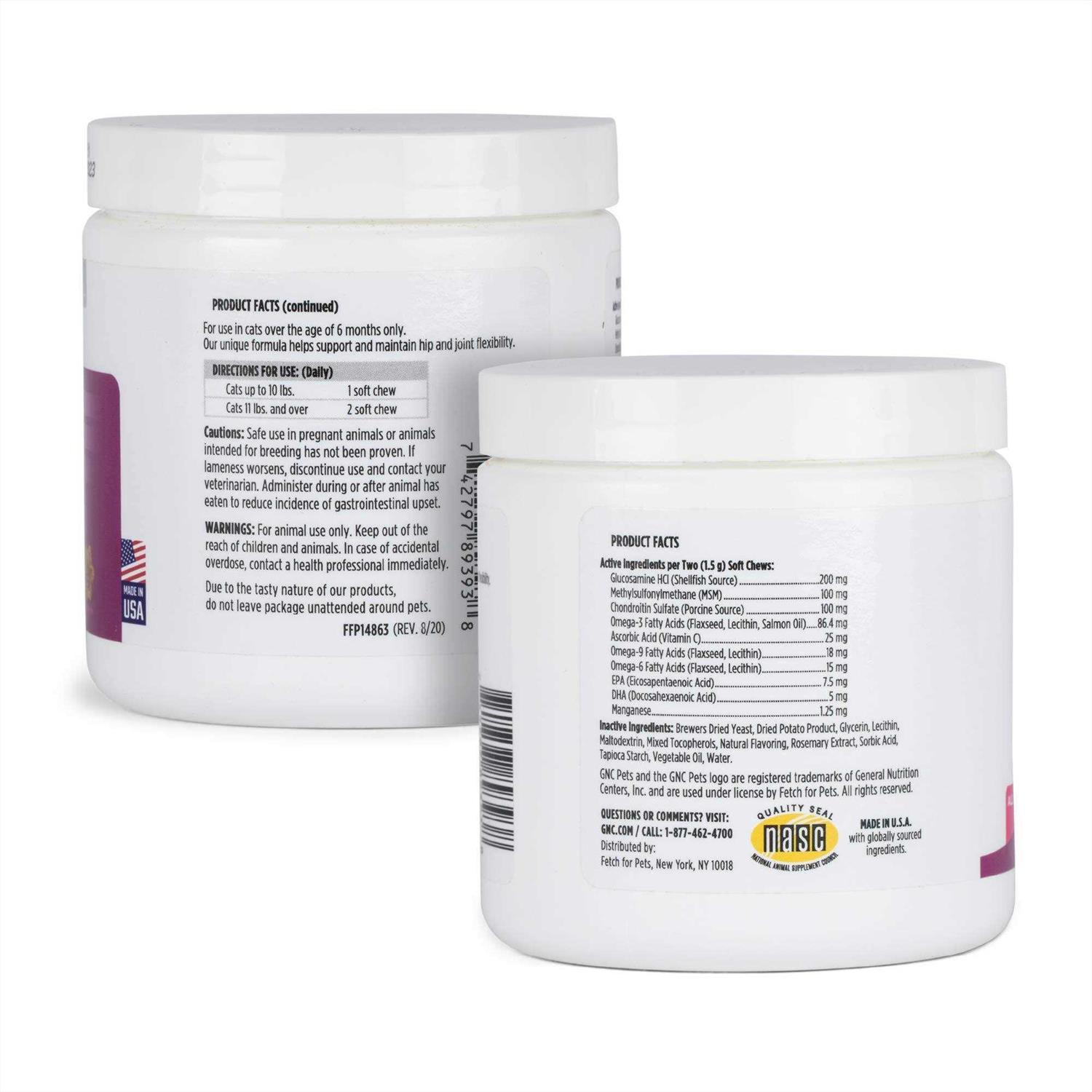 GNC Pets Advanced Hip Joint Cats Supplements 60 ct Cat Soft Chews for Hip Joint Support - Healthber