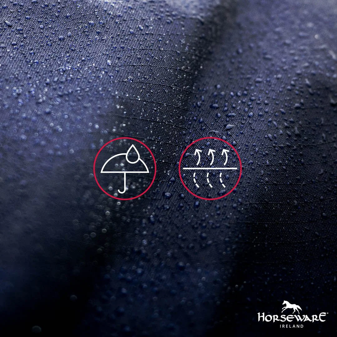 Rambo Duo Force Turnout Blanket, 100 Gram Outer with 100 Gram & 300 Gram Liner, Navy - Healthber