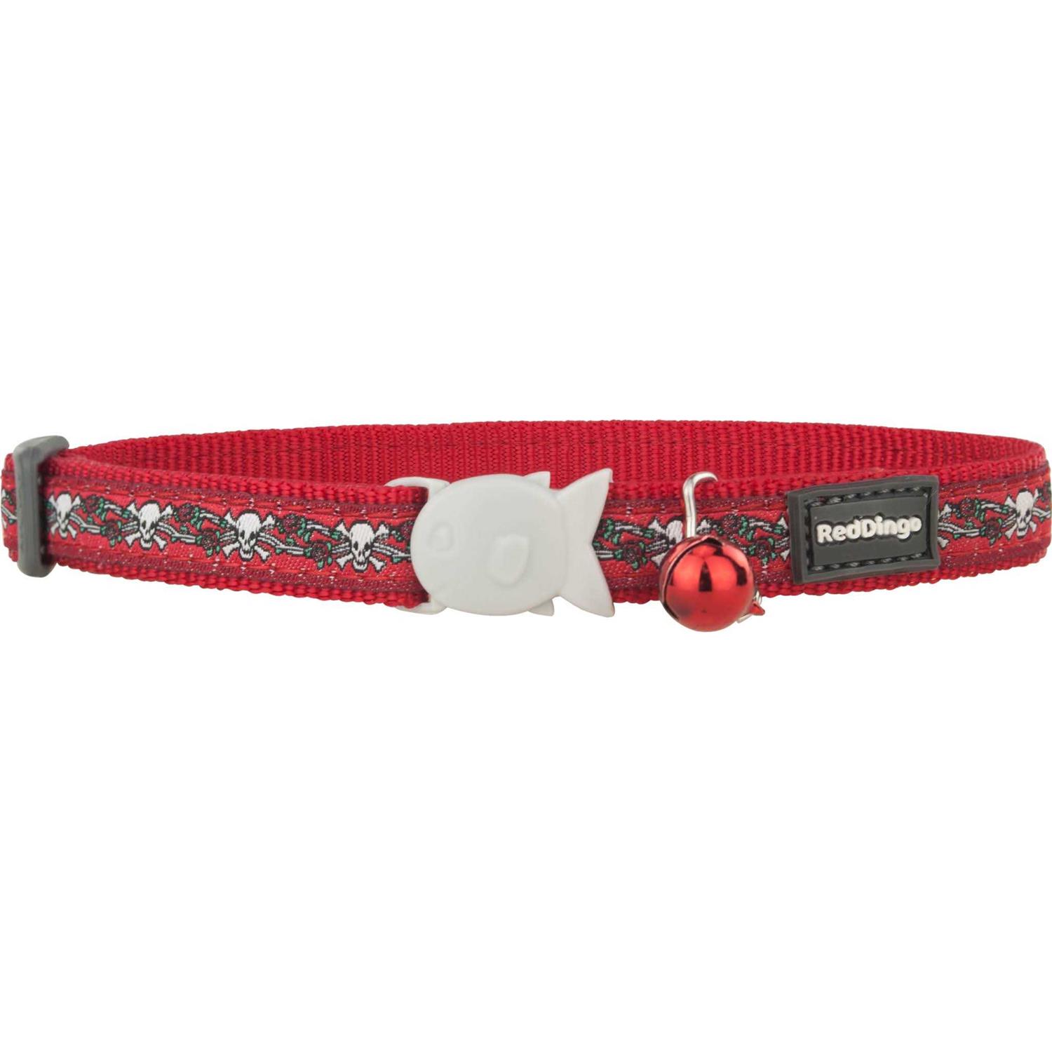 Red Dingo Cat Collar Skull & Roses Red - Healthber