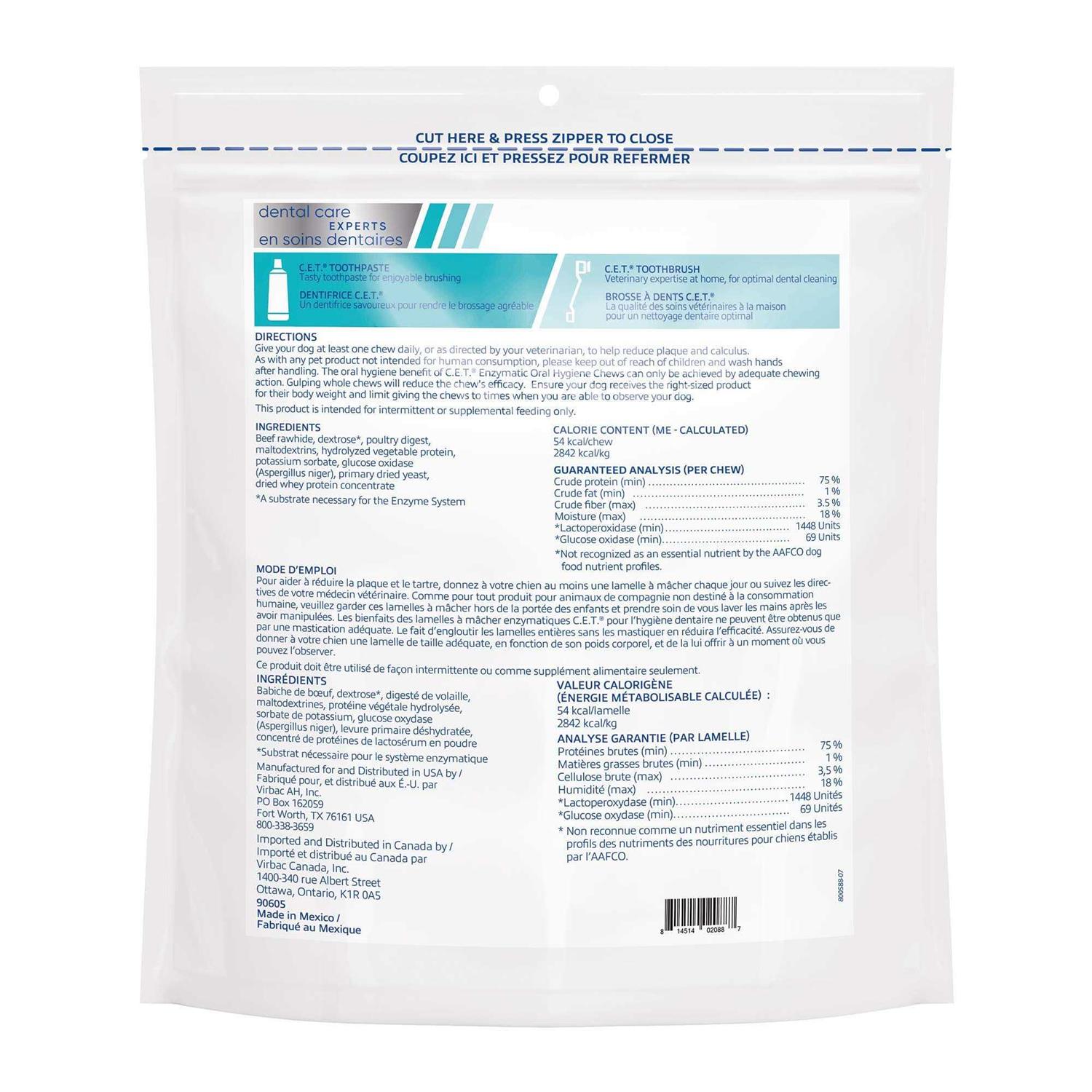 Virbac C.E.T. Enzymatic Oral Hygiene Chews for Dogs - Healthber
