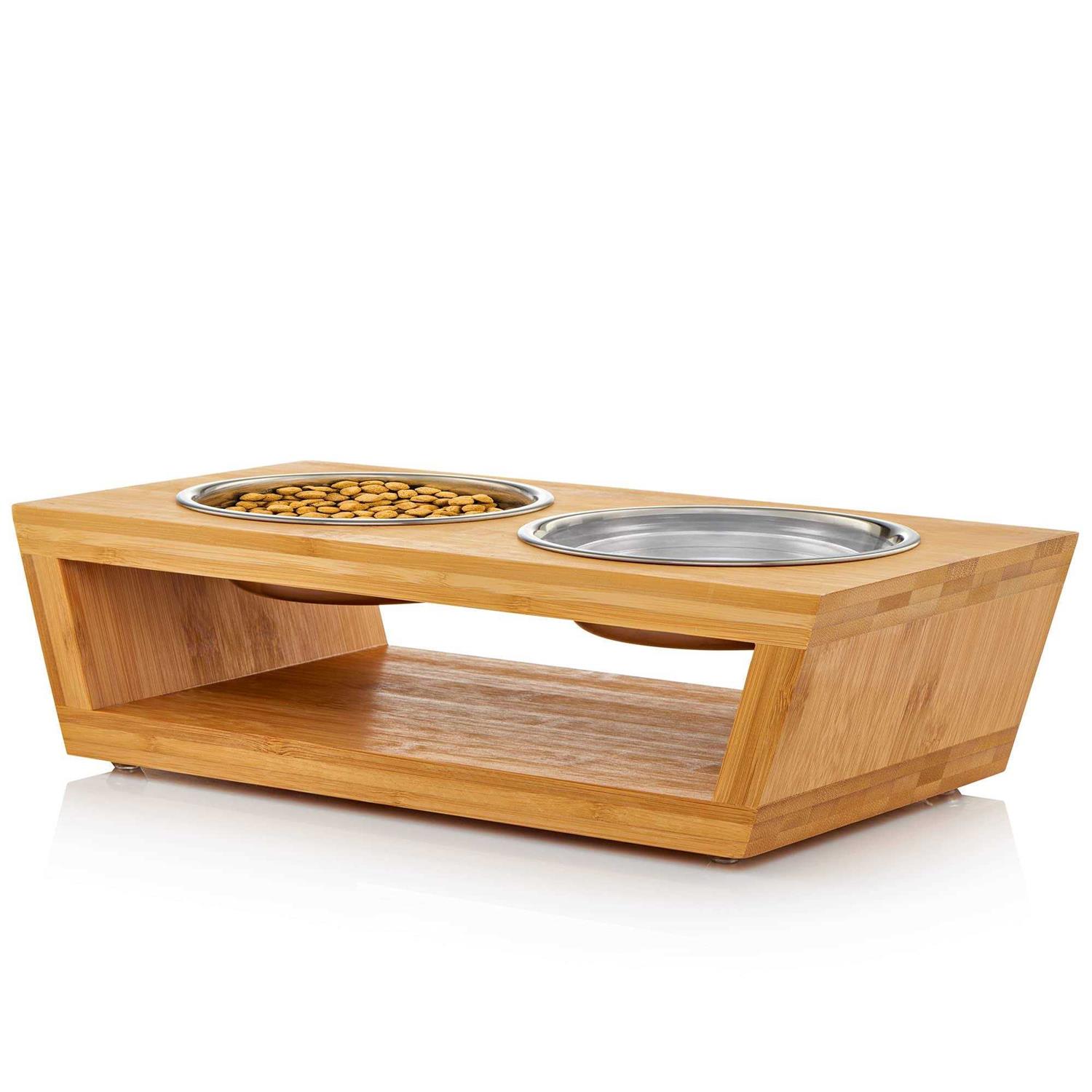 Pawfect Pets Elevated Dog Bowl Stand 4” Raised Dog Bowl for Small Dogs and Cats. Pet Feeder Comes with Four Stainless Steel Bowls - Healthber