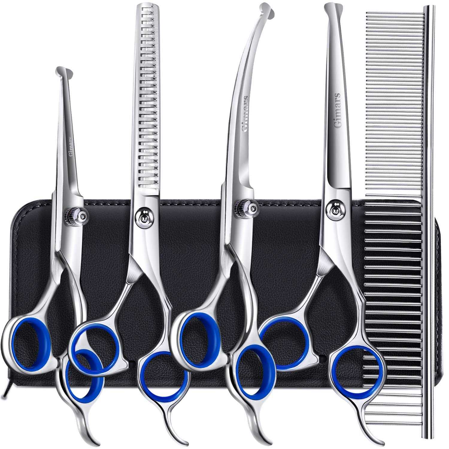 Gimars Professional 6 in 1 Dog Grooming Scissors 4CR Stainless Steel with Safety Round Tip - Healthber