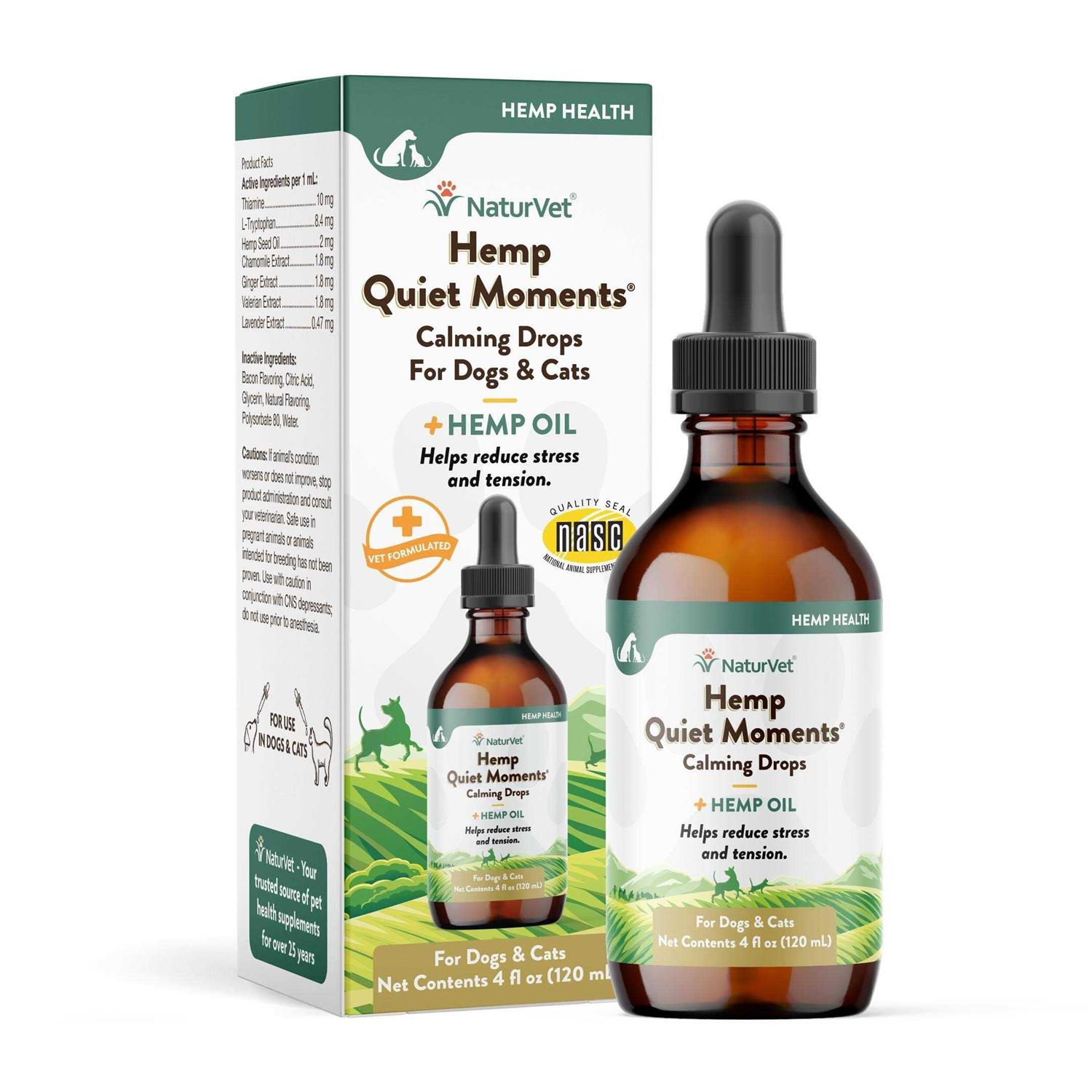 NaturVet Hemp Quiet Moments Calming Drops Hemp Oil for Dogs & Cats - Healthber