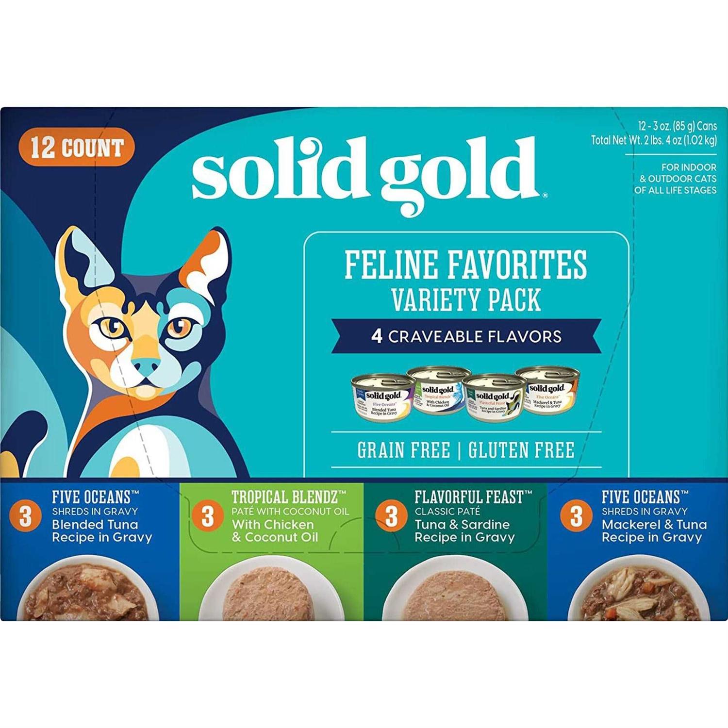 Solid Gold Feline Favorites Adult Wet Cat Food Variety Pack - Healthber