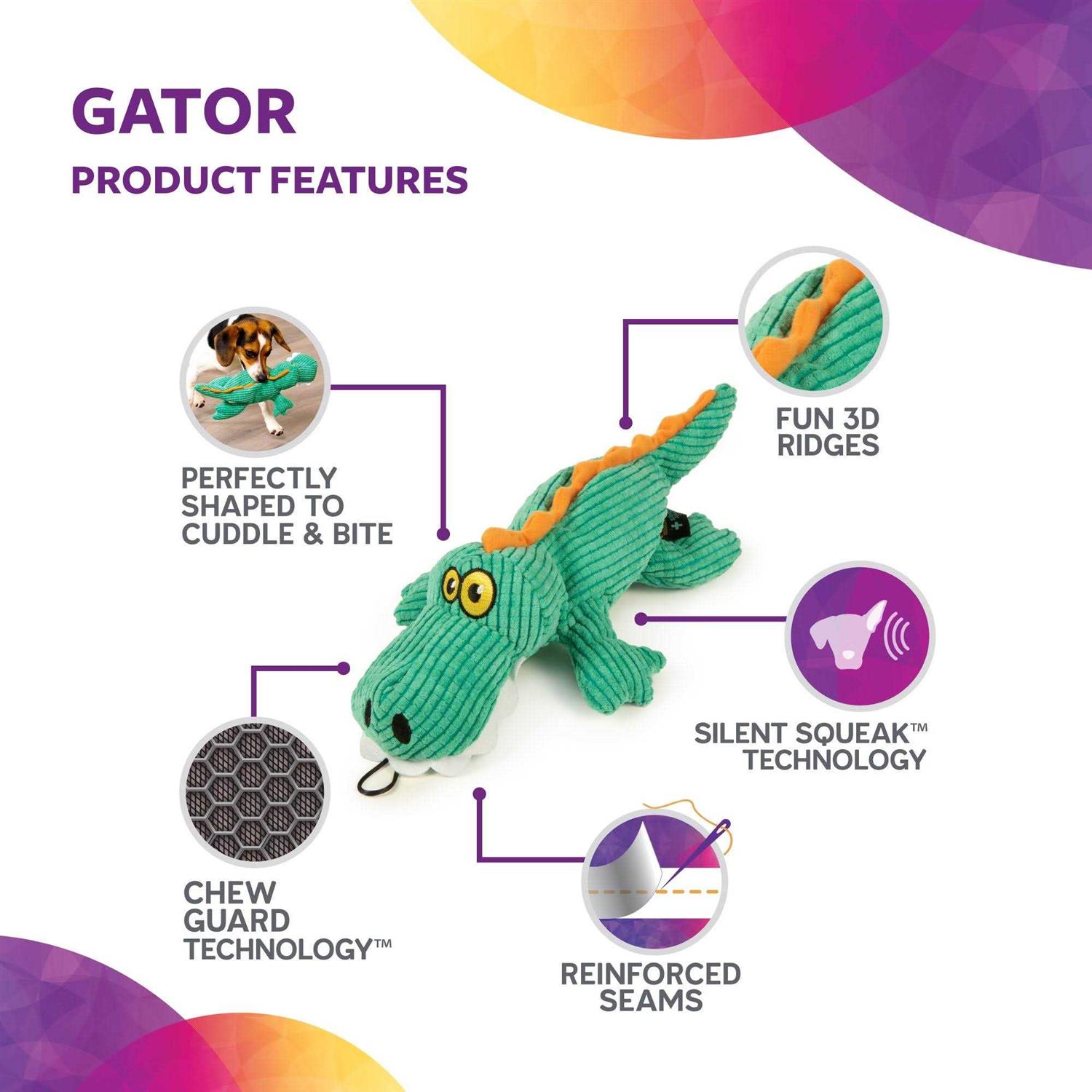 TrustyPup Plush Gator Dog Toy - Healthber