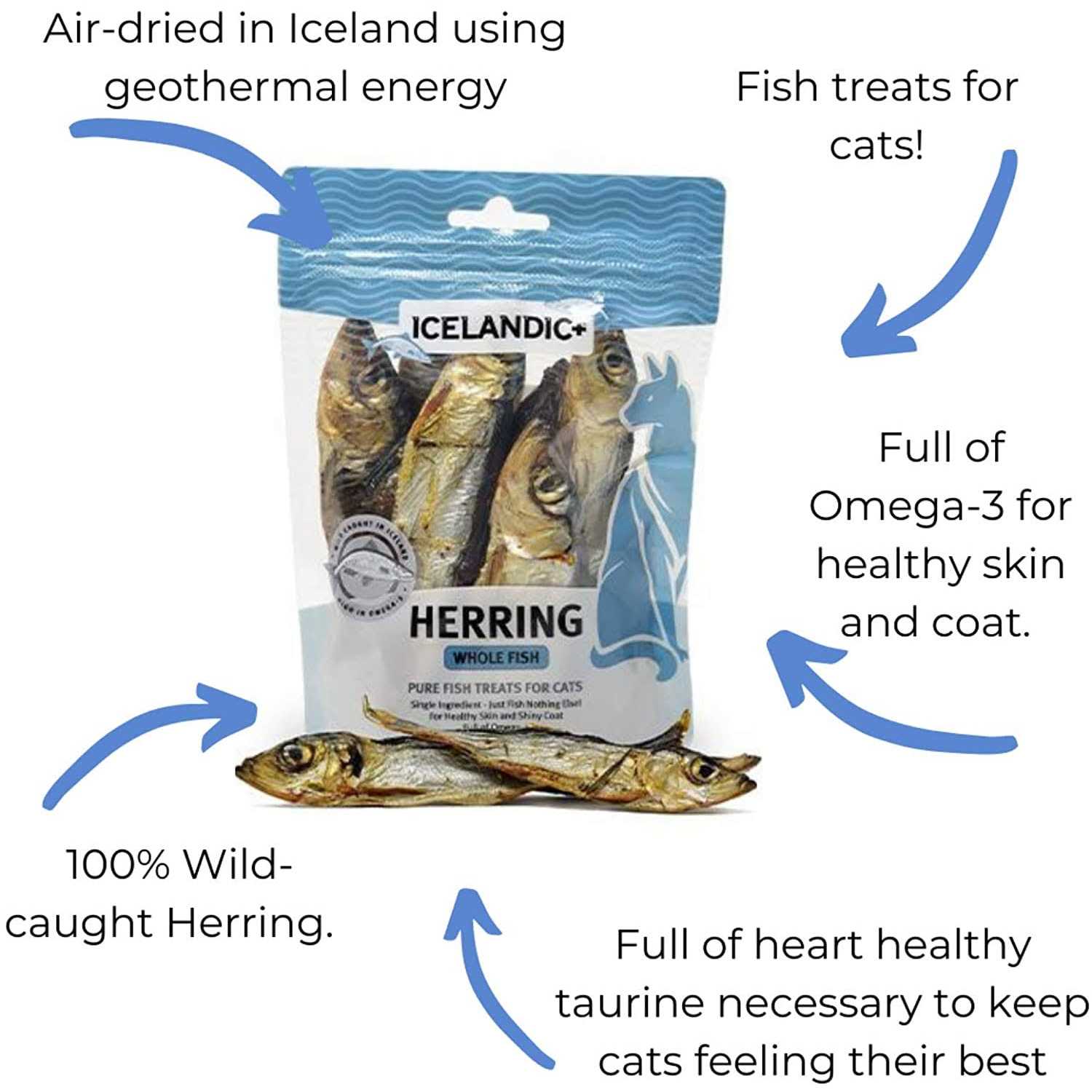 Icelandic+ Herring Whole Fish Cat Treats - Healthber